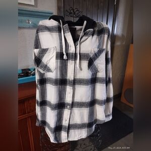 Silver Button up Hooded Shirt